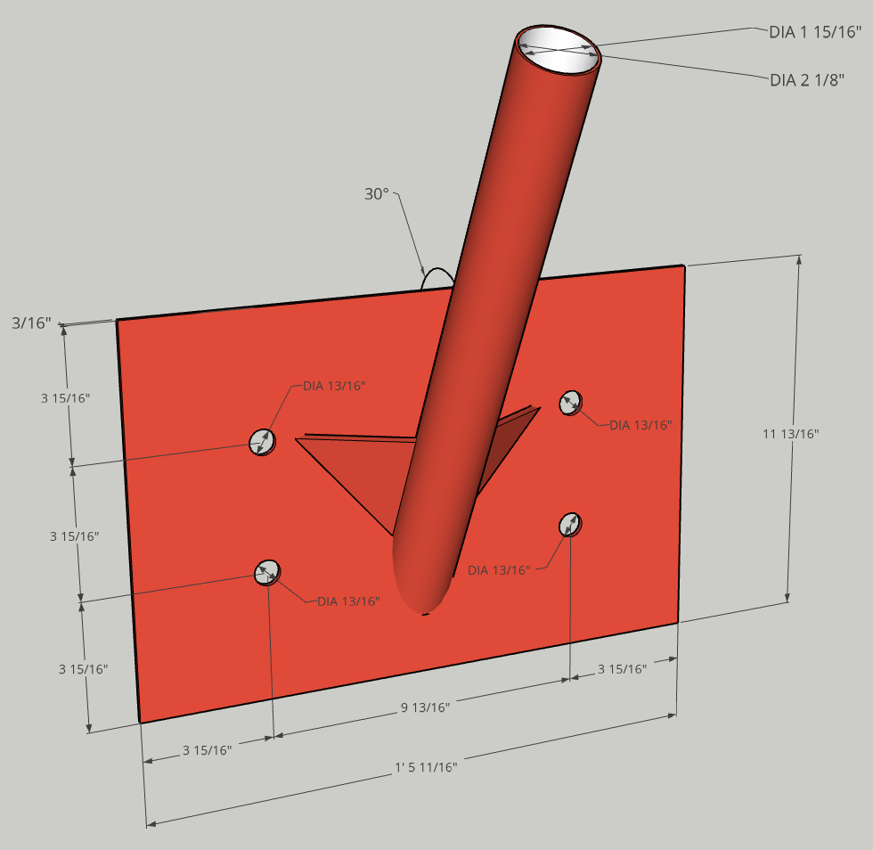 Conception et fabrication de support de mât porte-drapeau Conception de support de mât de façade sur-mesure